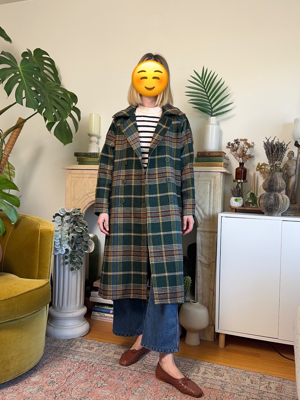 Ivy City Co Green Plaid Coat